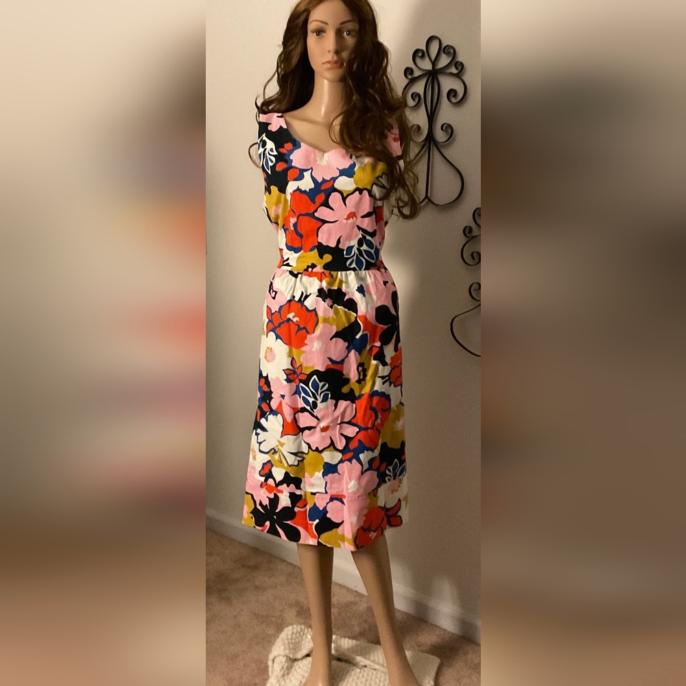 Anthropologie Whit Two Lovely Petal print Cross-Back Dress (Nwot)